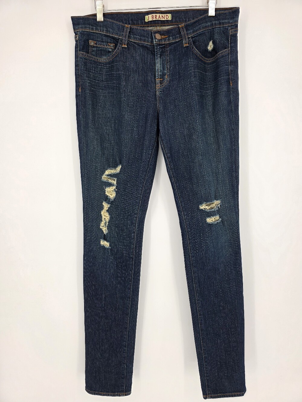 J Brand Distressed Skinny Jeans Womens 31 Dark Washβ Stretch Denim 32 Inseam